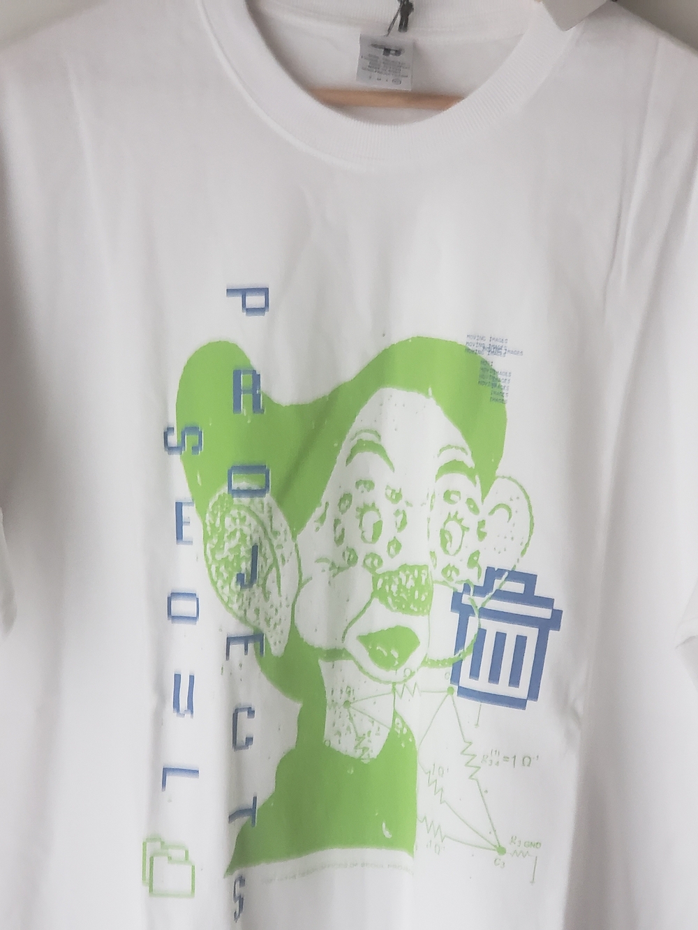 White Graphic Tee with Lime Green Illustration